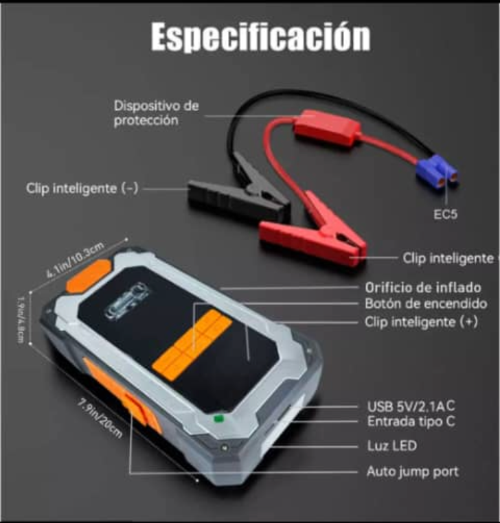Booster de batterie portable multifonction avec compresseur d’air