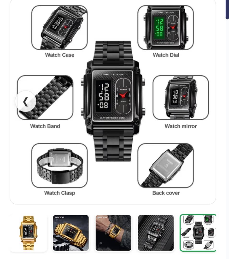 Montre digitale et analogique multifonction