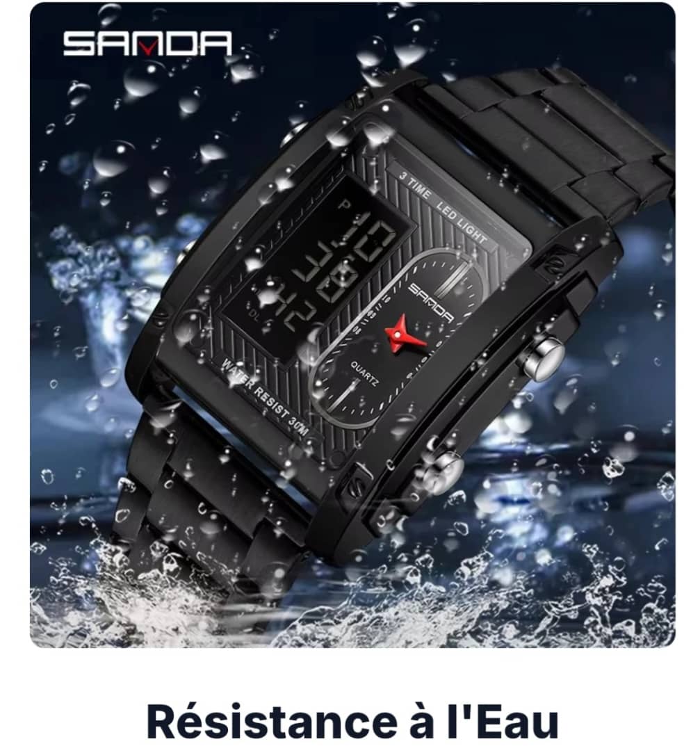 Montre digitale et analogique multifonction