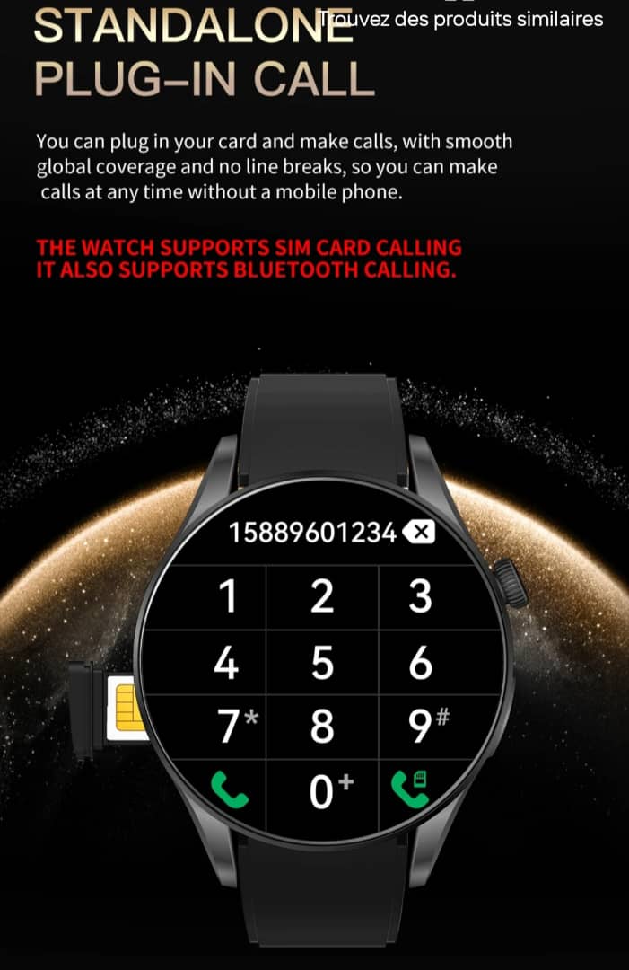 Montre connectée avec appel Bluetooth et carte SIM
