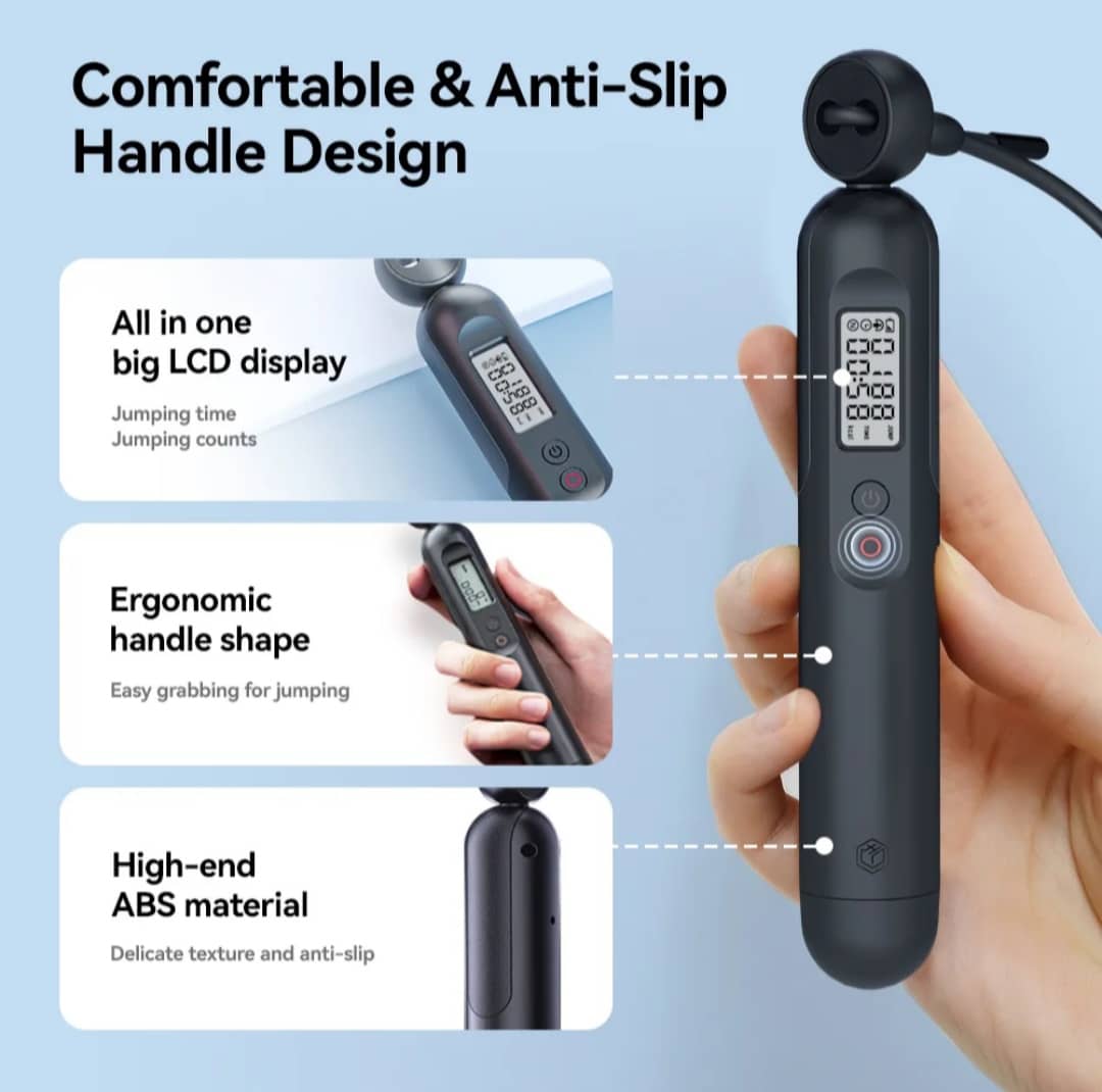 Corde à Sauter Intelligente avec Écran LCD – 3 Modes d’Entraînement